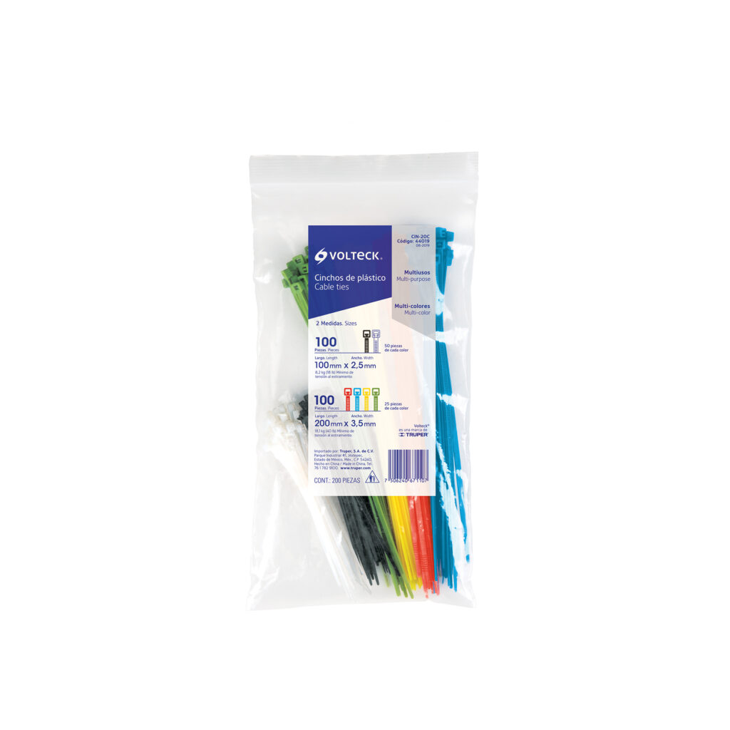 Bolsa De Cinchos Con 200 Piezas Colores Surtidos Volteck 44019