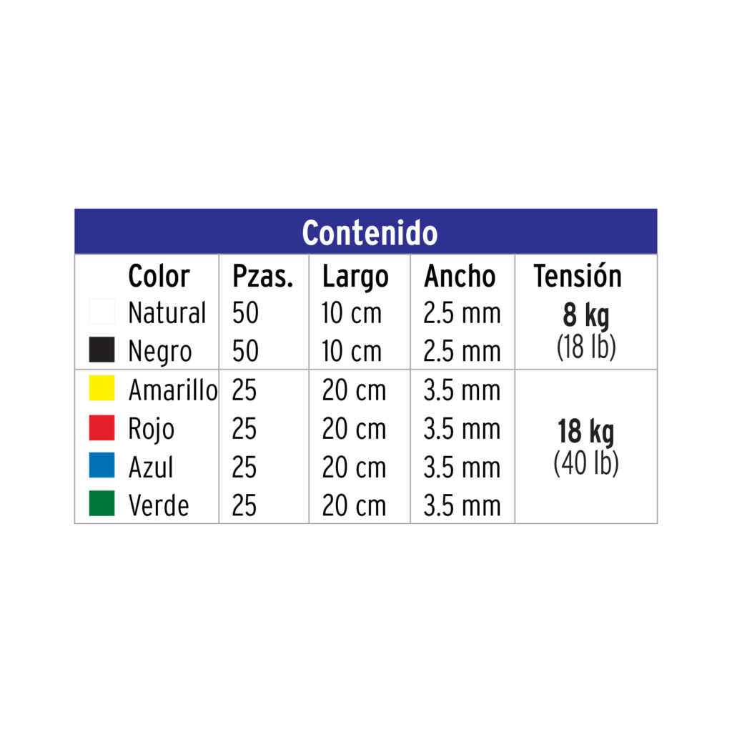 Bolsa De Cinchos Con 200 Piezas Colores Surtidos Volteck 44019