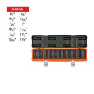 Juego De 12 Dados Largos Cuadro 1/2 De Impacto 6 Puntas Std: imagen 3