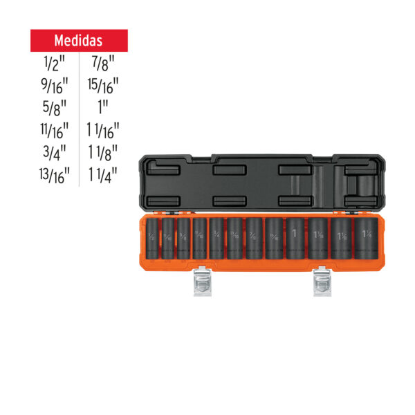Juego De 12 Dados Largos Cuadro 1/2 De Impacto 6 Puntas Std - Image 3
