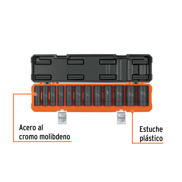 Juego De 12 Dados Largos Cuadro 1/2 De Impacto 6 Puntas Std - Image 2