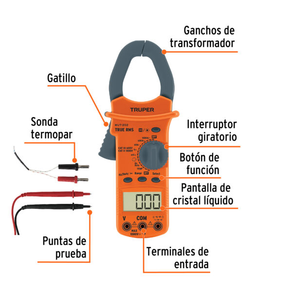 Multimetro Para Mantenimiento Industrial Con Gancho Truper 10404 - Image 3
