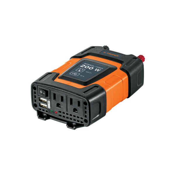 Inversor de corriente de 200 W con puertos USB, Truper 10448