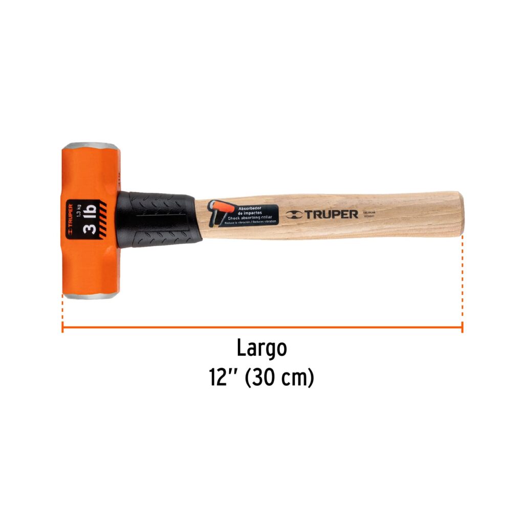 Marro octogonal 3 lb, mango de madera 12" Truper 16507