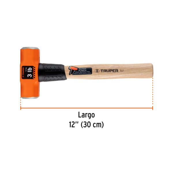 Marro octogonal 3 lb, mango de madera 12" Truper 16507 - Image 3