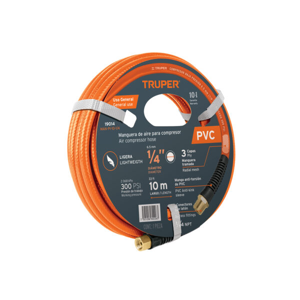 19014 Rollo De 10 Metros De Manguera 1/4 Pvc Para Compresor Truper