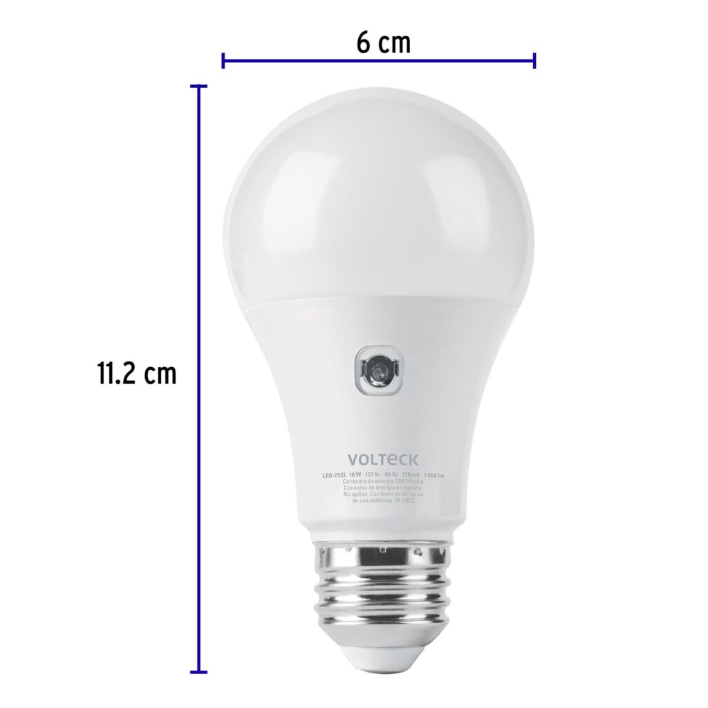 Lampara Led Tipo Bulbo A19 10 W Con Sensor De Luz Volteck 46990