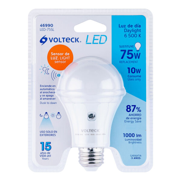 Lampara Led Tipo Bulbo A19 10 W Con Sensor De Luz Volteck 46990 - Image 4