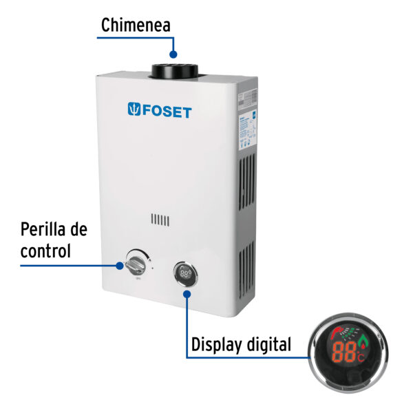 Calentador Instantaneo Boiler 6L 1 Servicio Gas Lp Foset 45271 - Image 2