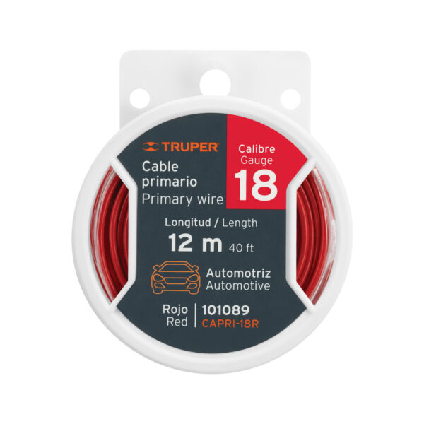 Carrete Con 12 M De Cable Primario Rojo Cal. 18 Truper 101089