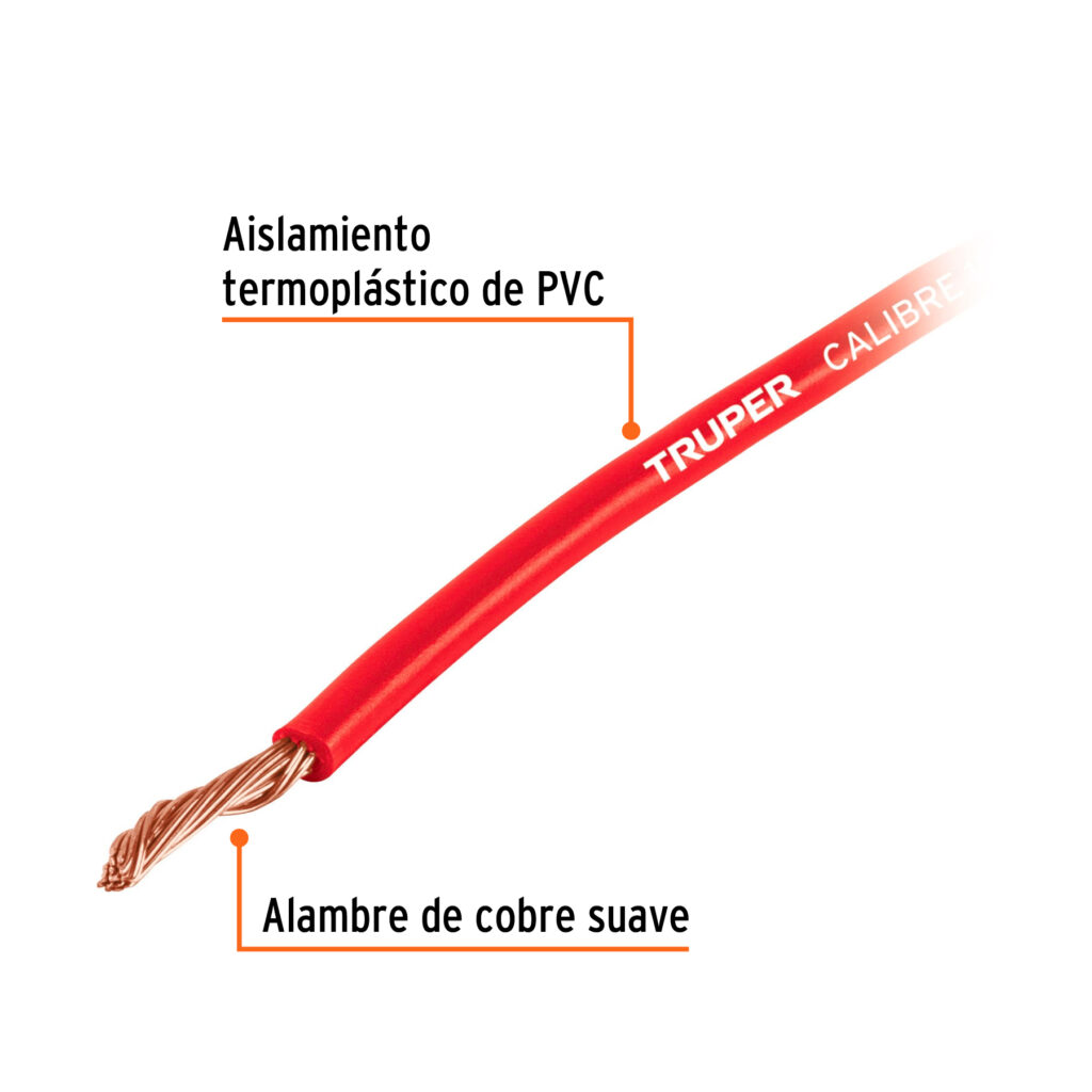 Carrete Con 12 M De Cable Primario Rojo Cal. 18 Truper 101089