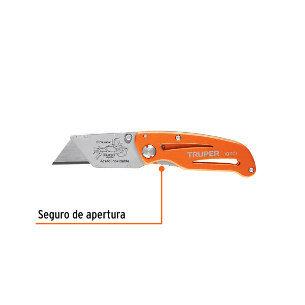 Navaja Abatible 6" Cuerpo De Aluminio Y Acero Inoxidable Truper 101101 - Image 2
