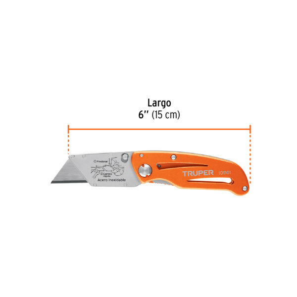 Navaja Abatible 6" Cuerpo De Aluminio Y Acero Inoxidable Truper 101101 - Image 3