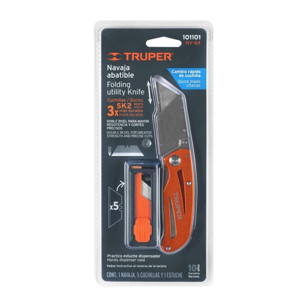 Navaja Abatible 6" Cuerpo De Aluminio Y Acero Inoxidable Truper 101101 - Image 4