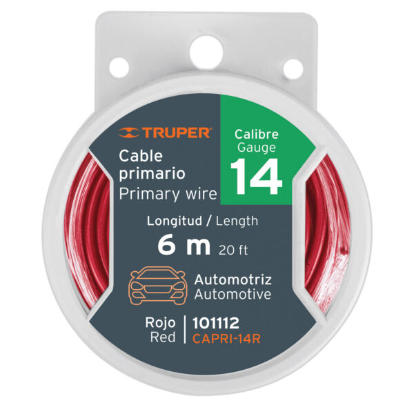 Carrete Con 6 M De Cable Primario Rojo Calibre 14 Truper 101112.
