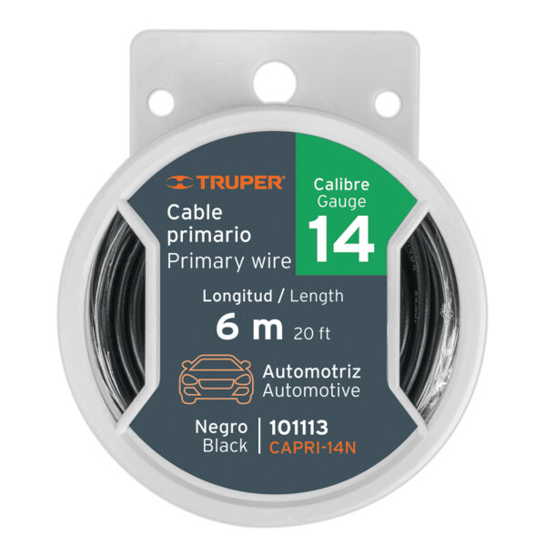 Carrete Con 6 Metros De Cable Primario Negro Calibre 14 Truper 101113