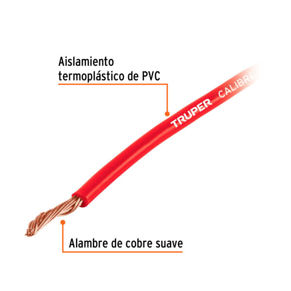 Carrete Con 3.5 M De Cable Primario Rojo Calibre 12 Truper 101114 - Image 2