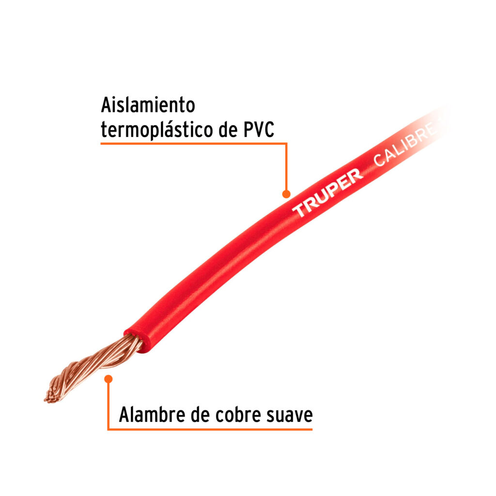 Carrete Con 2.5 M De Cable Primario Rojo Calibre 10 Truper 101116