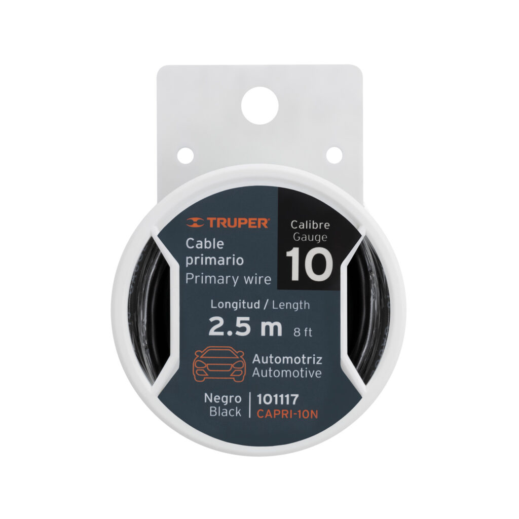 Carrete Con 2.5 M De Cable Primario Negro Calibre 10 Truper 101117