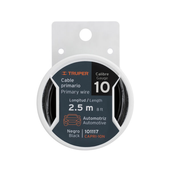 Carrete Con 2.5 M De Cable Primario Negro Calibre 10 Truper 101117