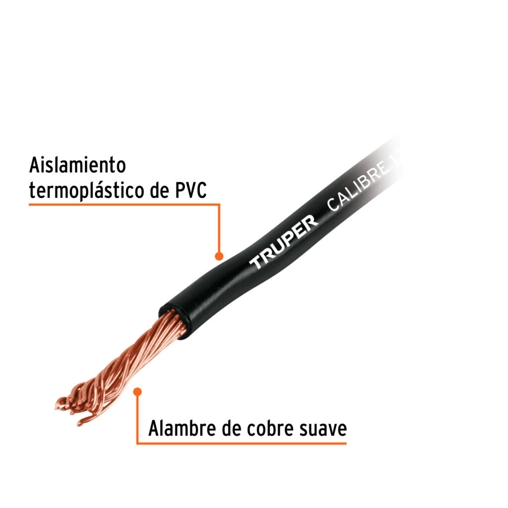Carrete Con 9 M De Cable Primario Negro Calibre 16 Truper 101122