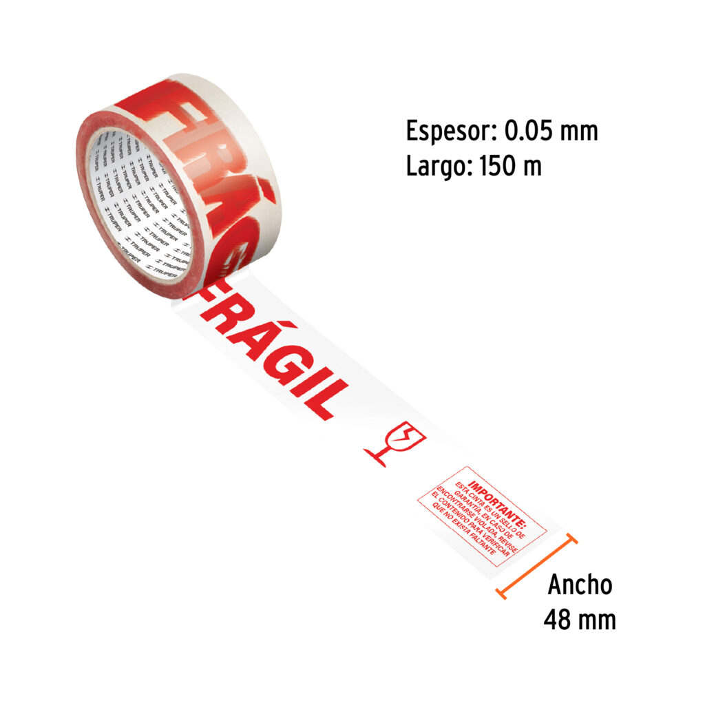Cinta De Empaque 48 Mmm X 150 M Fragil Truper 103041