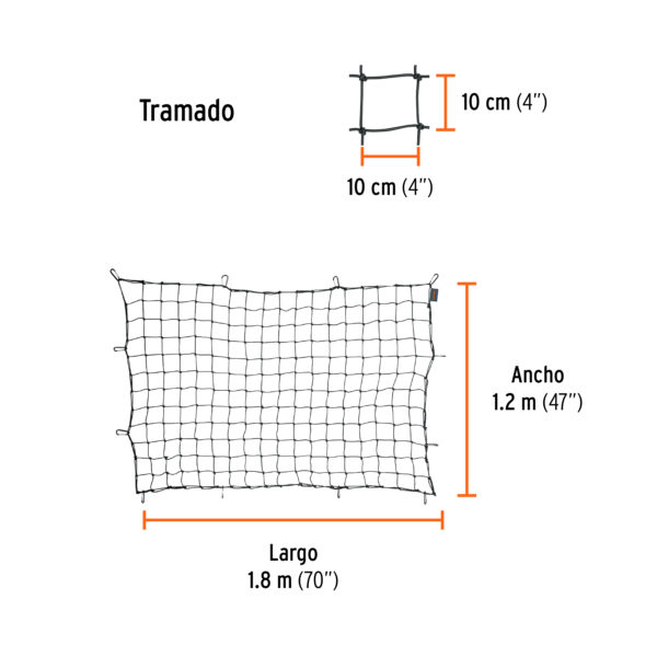 Red De Carga De 1.80 M X 1.20 M Para Camioneta 1.5 Ton Truper 103622 - Image 3