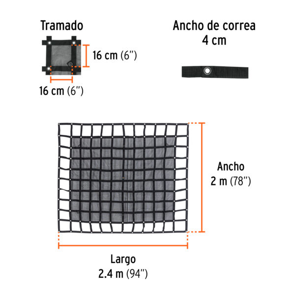 Red De Carga 2.44 M X 2.05 M Para Camioneta 3.5 Ton Truper 103630 - Image 2