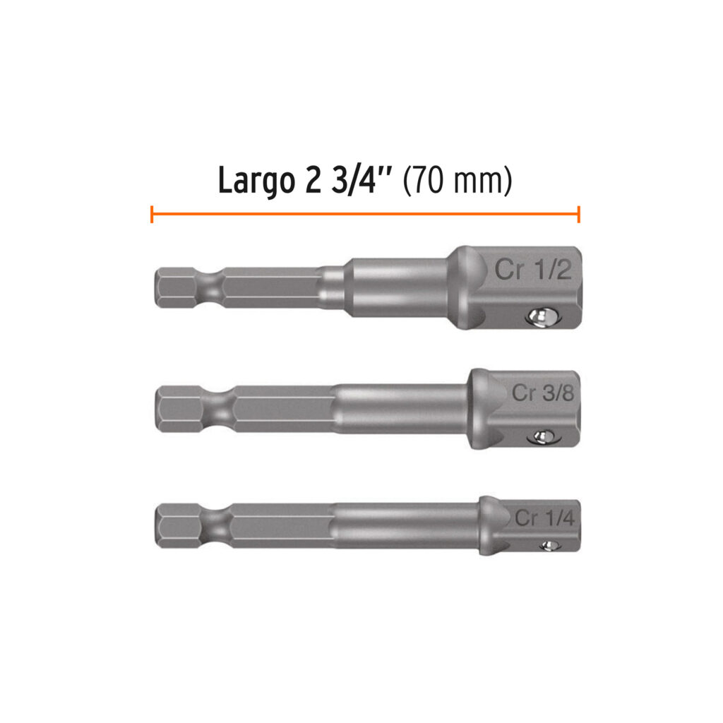 Juego De 3 Adaptadores Para Dados De 1/4 3/8 1/2 Truper 10752