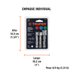 Juego De 3 Adaptadores Para Dados De 1/4 3/8 1/2 Truper 10752: imagen 4