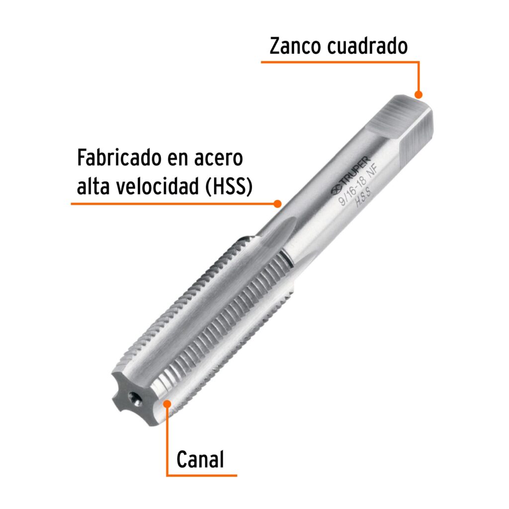 Machuelo Semiconico 9/16X18 Unf Estuche Individual Truper 11422