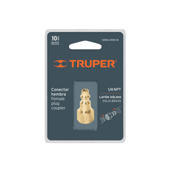 Conector Rápido De Latón, Hembra, Cuerda 1/4" Npt 19082 Truper - Image 2