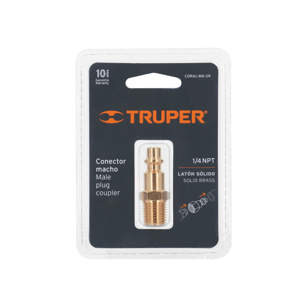Conector Rápido De Latón, Macho, Cuerda 1/4" Npt 19083 Truper