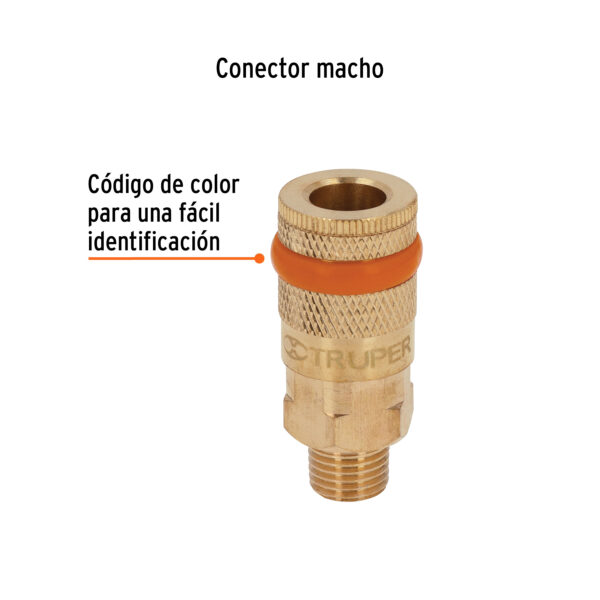 Cople Rápido De Latón, Macho, Cuerda 1/4" Npt, Truper 19085 - Image 2
