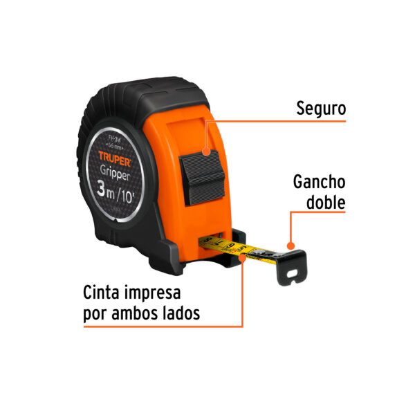 Flexometro Gripper  Contra Impacto 3M Cinta 13Mm Truper 14577 - Image 2