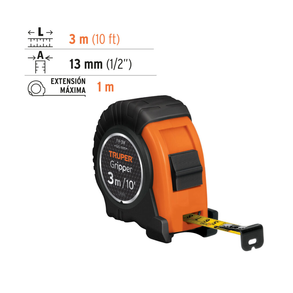 Flexometro Gripper  Contra Impacto 3M Cinta 13Mm Truper 14577