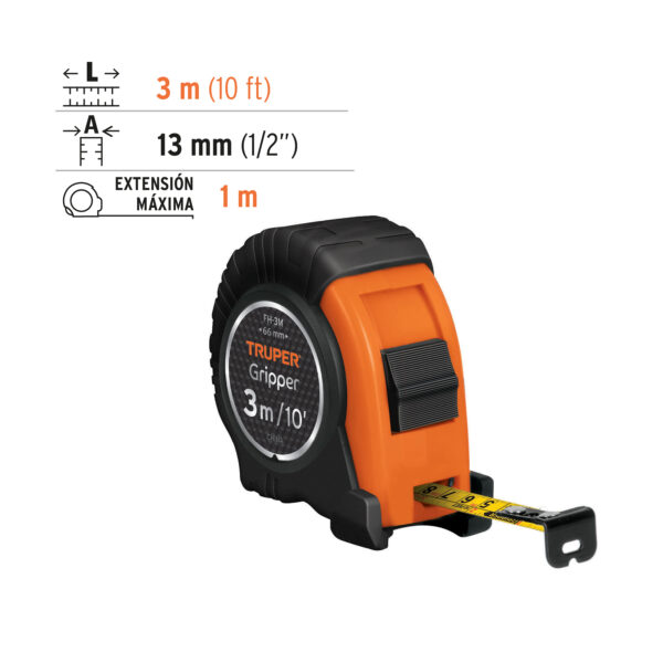 Flexometro Gripper  Contra Impacto 3M Cinta 13Mm Truper 14577 - Image 3