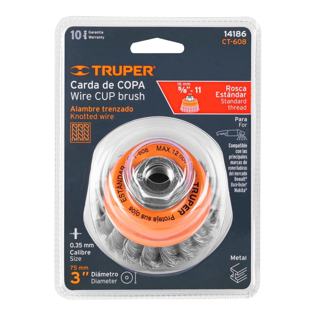 Carda Copa 3" Alambre Trenzado Fino Eje -11 14186