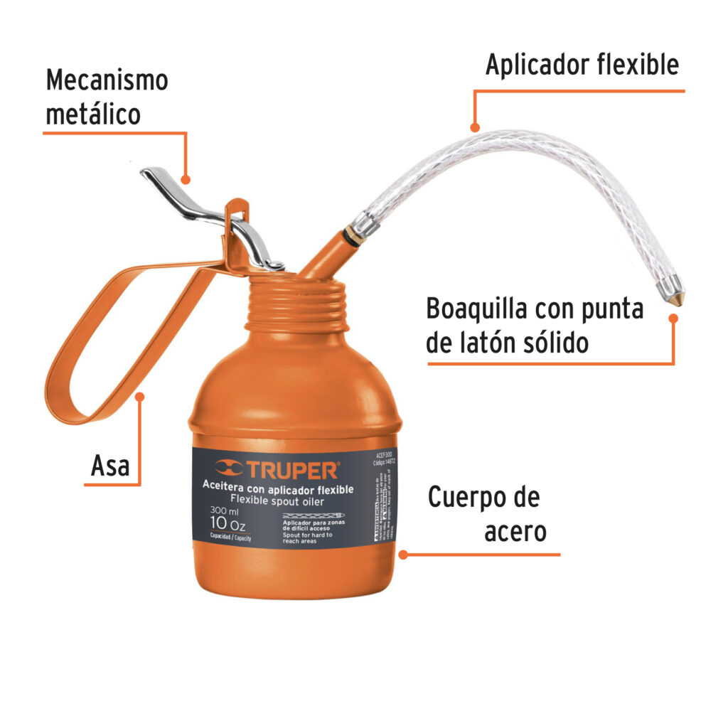 Aceitera De 300 Ml Con Aplicador Flexible Truper 14872