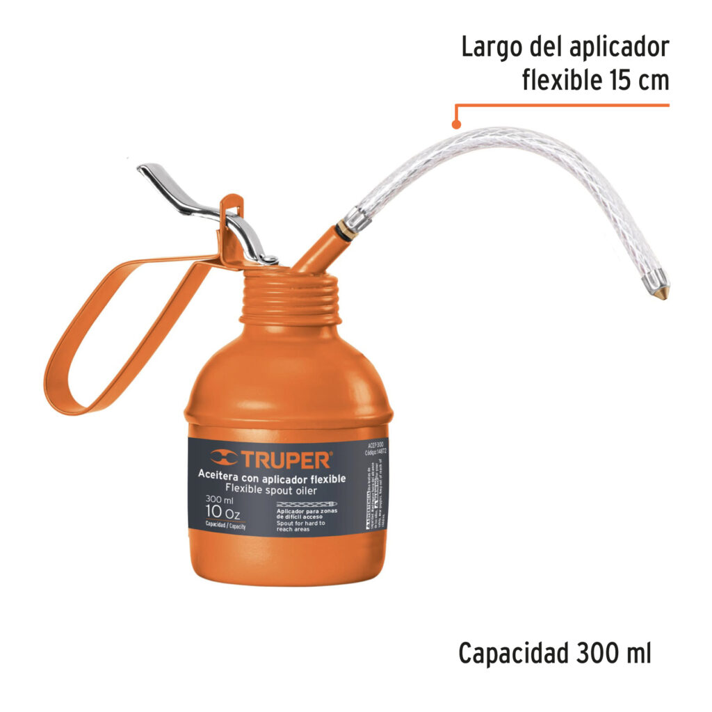 Aceitera De 300 Ml Con Aplicador Flexible Truper 14872