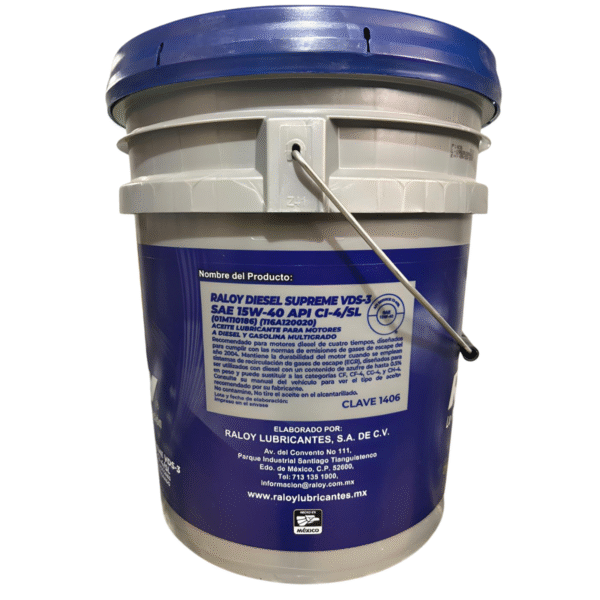 Aceite Raloy Diesel Supreme 15W40 CI4/SL Cubeta 19L - Image 2