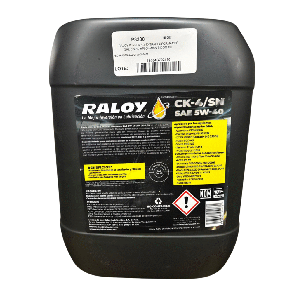 Aceite Raloy 5W-40 Sintético CK-4/SN 19L