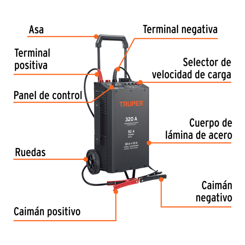 Cargador De Baterias  De 52 A Arrancador De 320A 12V/24V Truper 104021