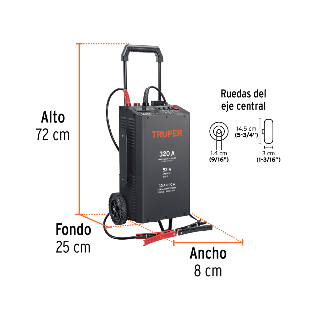 Refaccionaria Guerra Diesel | imagen de sitio - 3 Cargador De Baterias De 52 A Arrancador De 320A 12V/24V Truper 104021 - Image 3