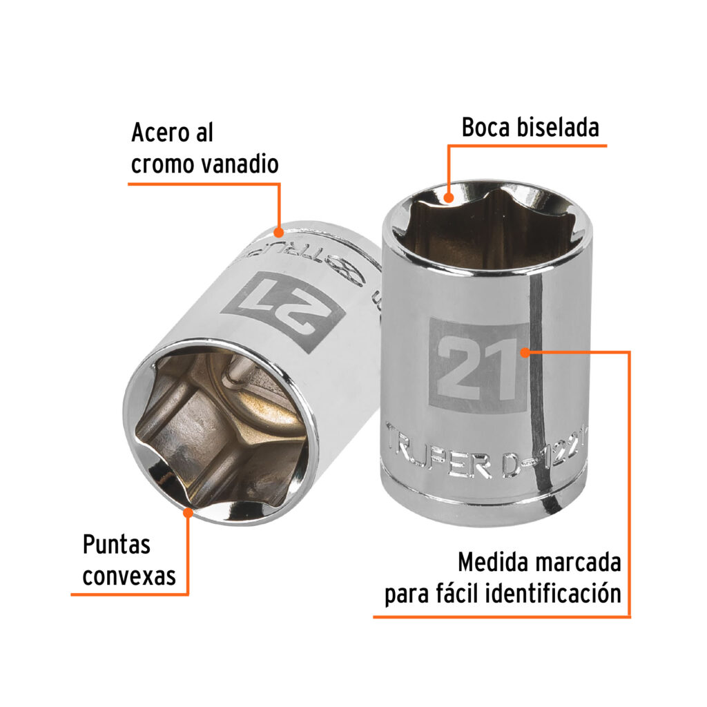 Dado 6 Puntas Cuadro 1/2 De 21Mm Truper 13271