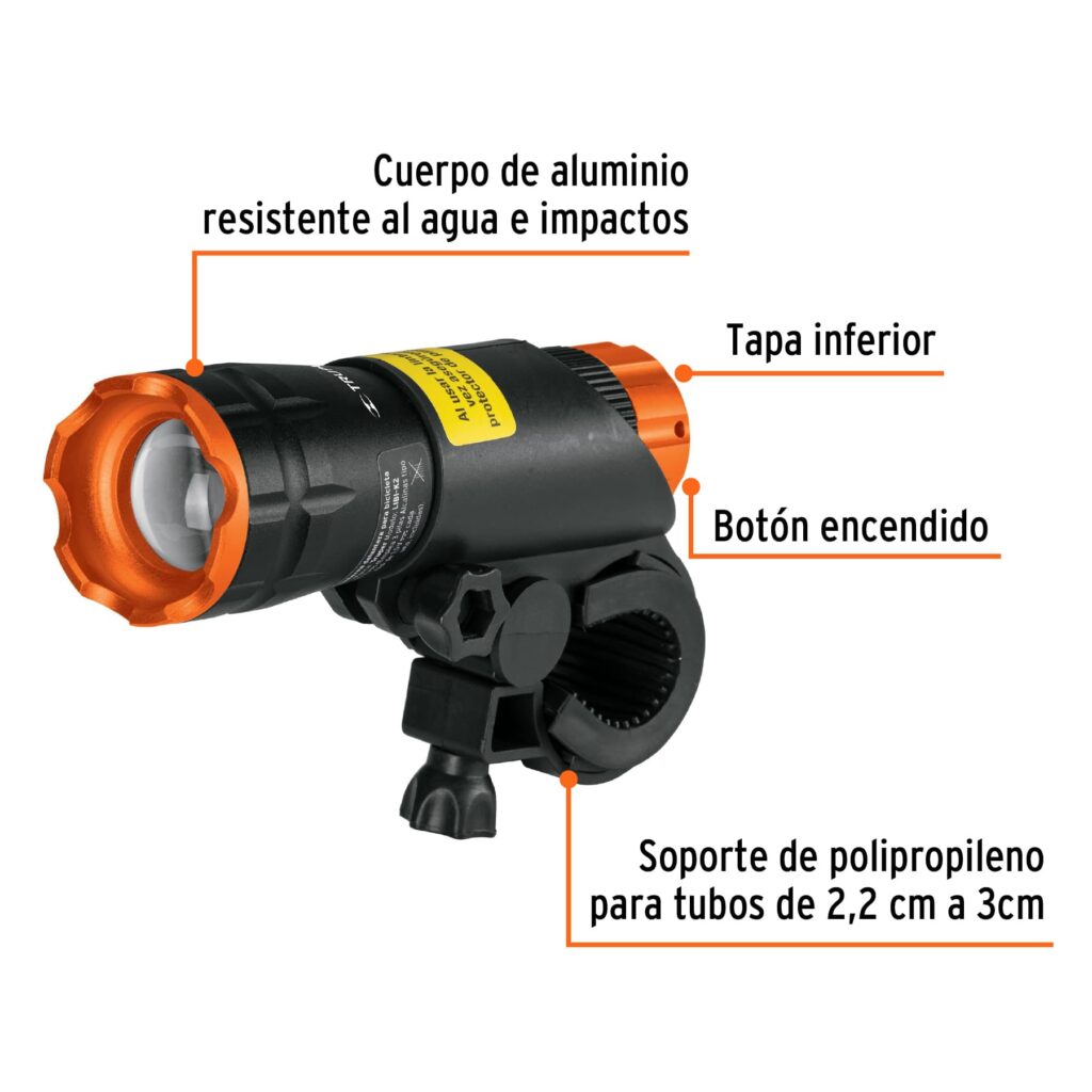 Linterna delantera para bicicleta 140 lm recargable Trupre 16796
