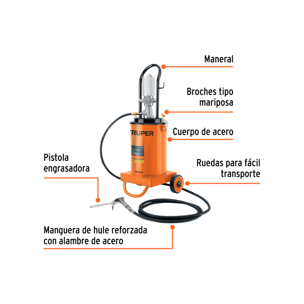 Bomba Inyectorra Neumatica De Grasa Grasera 12K Truper 103645
