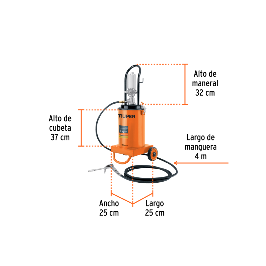 Bomba Inyectorra Neumatica De Grasa Grasera 12K Truper 103645